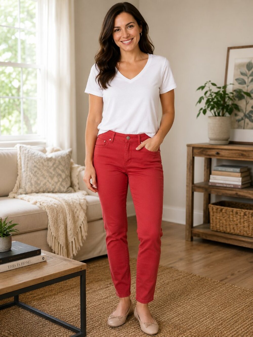 Jordache High Rise Ankle Jeans Women’s Size 8 Pink Coral Slim Fit